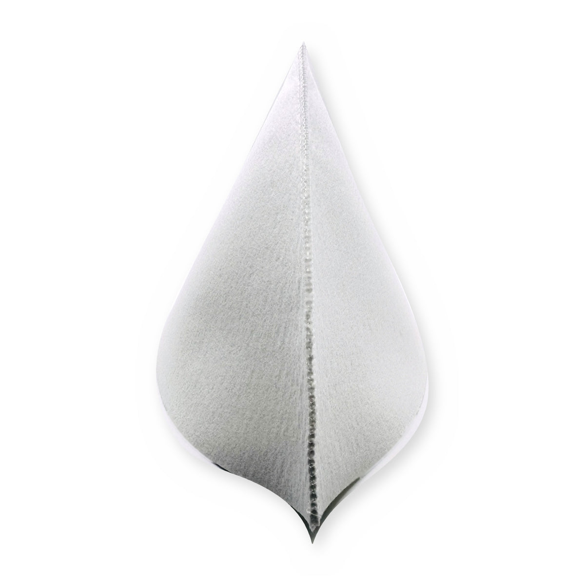 1 quart Orlon cone filter for maple syrup standing upright, white 16 oz polyester felt with stitched seam