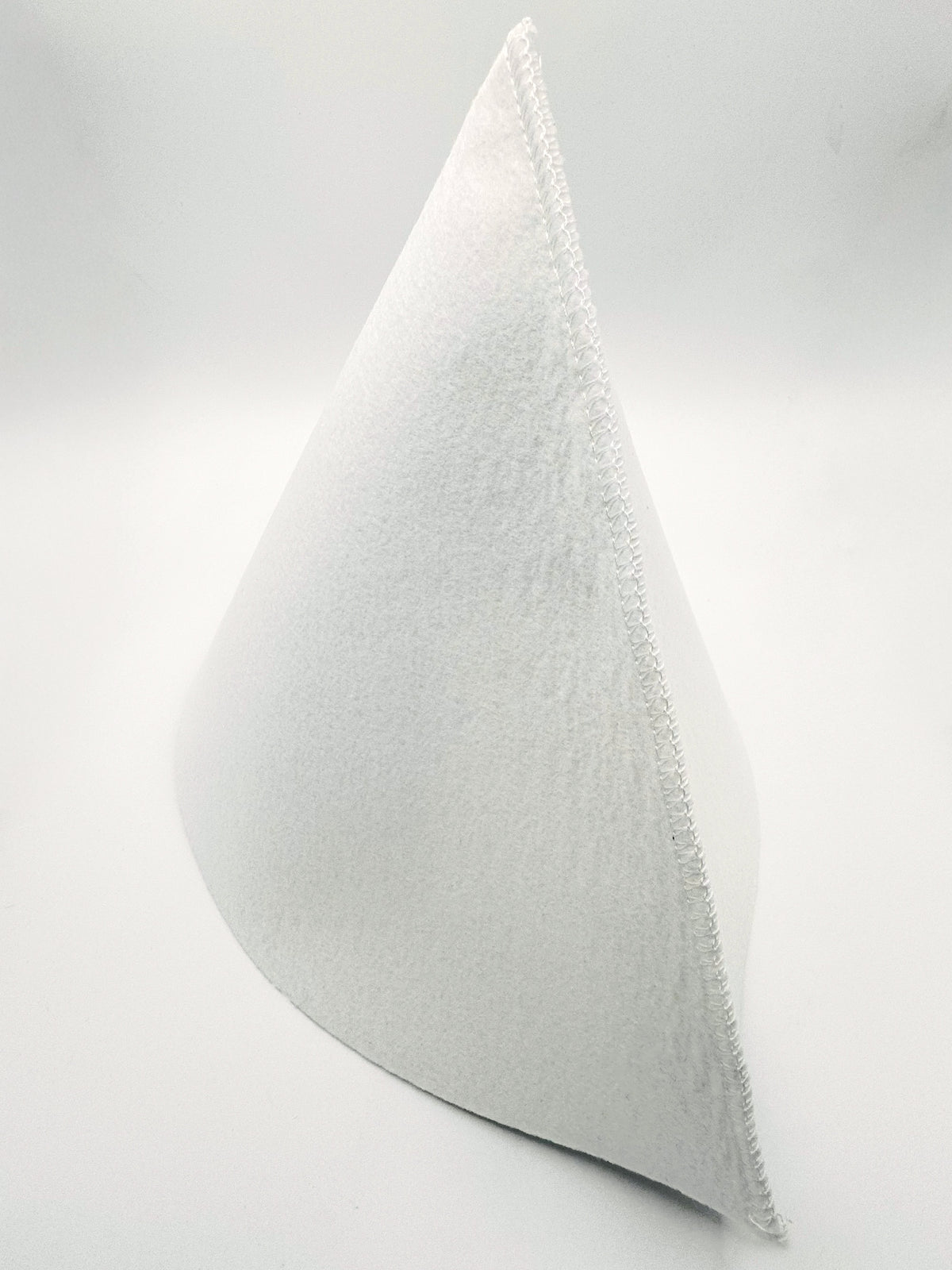 Side view of the 1 quart Orlon cone filter showing the full-length sewn seam