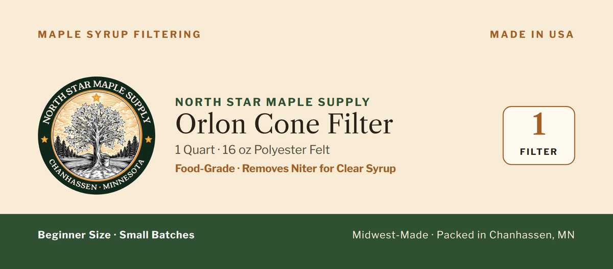 1 Quart Orlon Cone Filter for Maple Syrup | 16 oz Polyester Felt Small Batch Filter for Beginners | Made in USA
