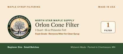 1 Quart Orlon Cone Filter for Maple Syrup | 16 oz Polyester Felt Small Batch Filter for Beginners | Made in USA