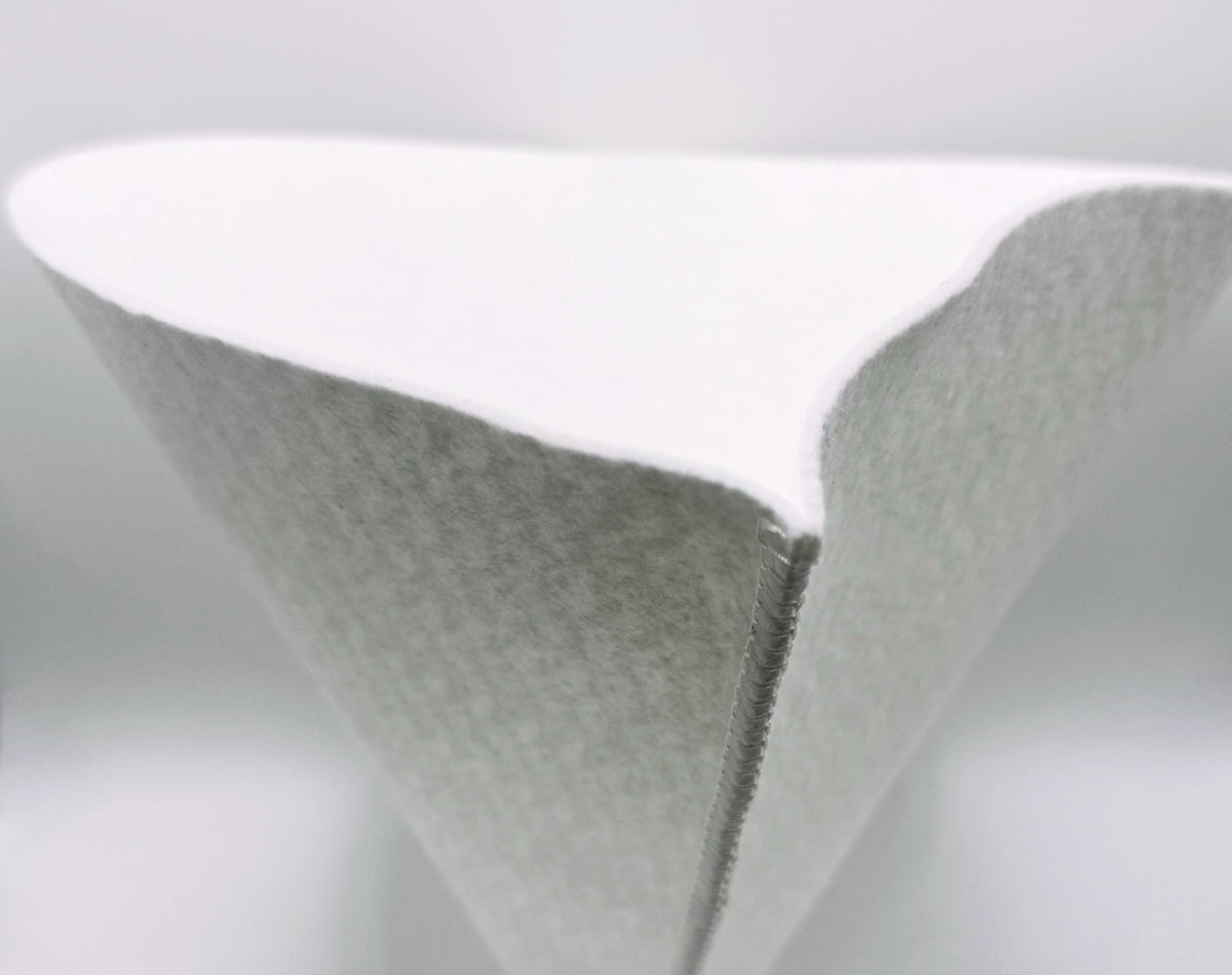 Close-up of the stitched seam on a North Star Maple Supply Orlon cone filter