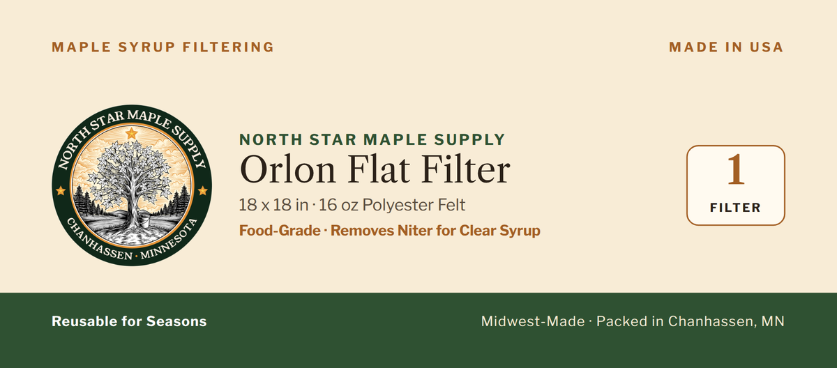 North Star Maple Supply Orlon flat filter package header card