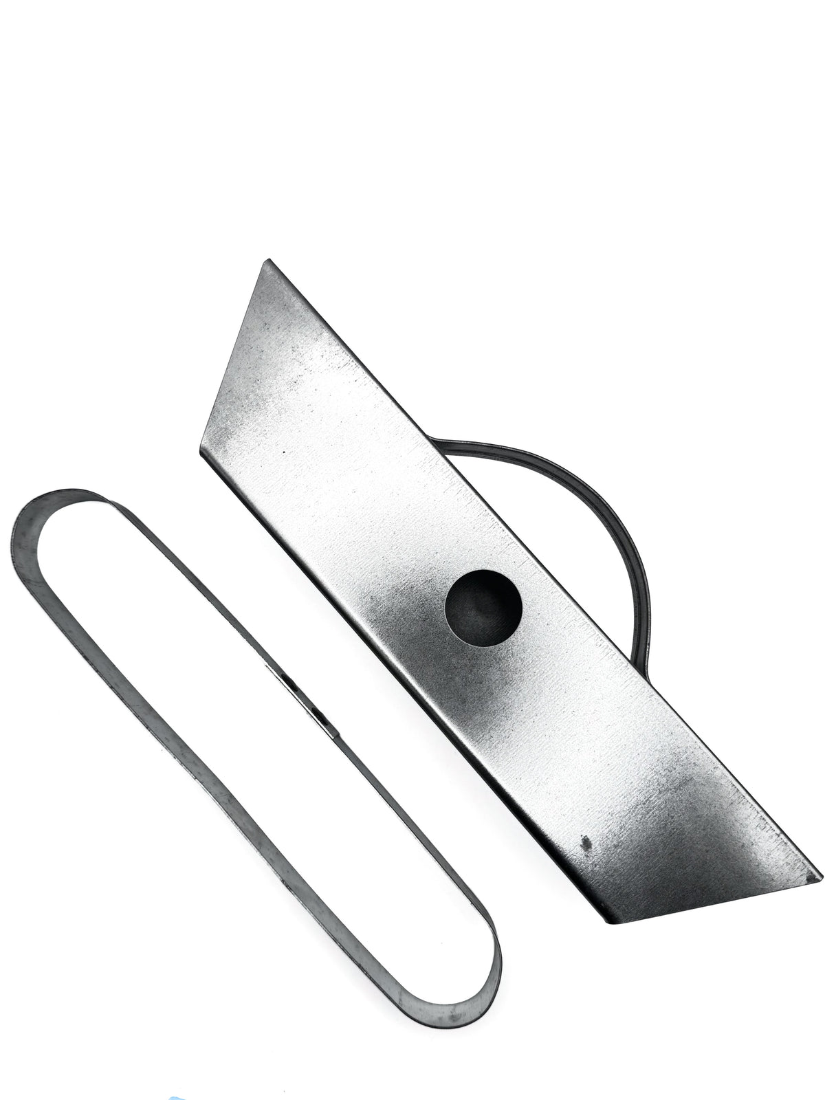 Galvanized sap bag holder body and bag frame shown side by side